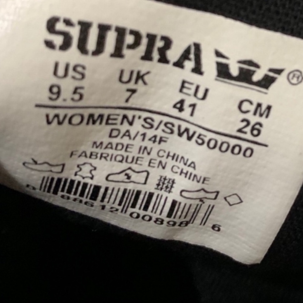 Supra women’s 9.5 Black calf hair high top back zip street wear Joplin sneakers - Picture 8 of 9